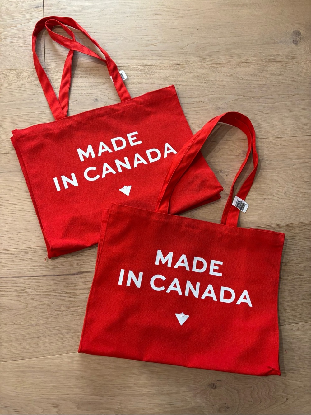 NEW (Set of 2) Canadian Tire “Made In Canada” Reusable Tote Bags, Red